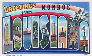 MONROE LA - Grüße aus Monroe Postkarte - Bild 1 von 2