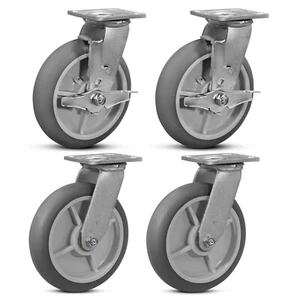 8 Inch Caster Wheels Heavy Duty,Capacity600-2400LB- Rubber Wheels - Picture 1 of 63