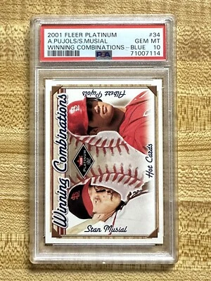 2001 Fleer Platinum Albert Pujols Rookie Winning Comb Blue PSA 10 Gem Mint Pop 3 - Image 1 of 4