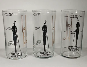 (3) Art Deco HILDICK Tall Fellow Bar Glass - 1930's - Brandy & Lime Cola, Gold - Picture 1 of 3