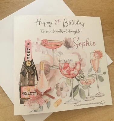 Personalised Birthday Card for Daughter, Granddaughter 18th 21st 30th Cocktail