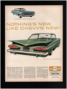 1959 Chevy Impala Sport Coupe Original Print Ad ~ Free Ship ~ Chevrolet Bel Air - Picture 1 of 1