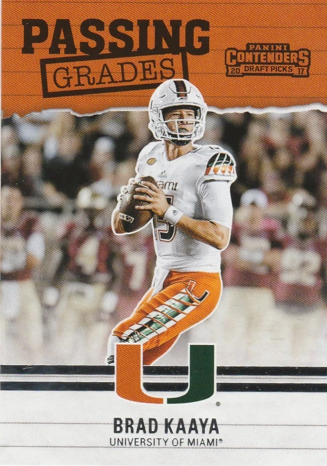 2017 CONTENDERS DRAFT PICKS BRAD KAAYA QB MIAMI ROOKIE #3 PASSING GRADES - Image 1 of 1