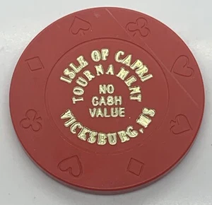 Isle of Capri Casino Red No Cash Value Chip Vicksburg Mississippi 1993-2006 - Picture 1 of 2