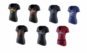 New MLB Nike Women's V-Neck Practice Athletic Fit T-Shirt - Picture 1 of 13