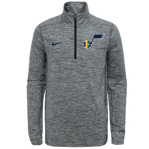 Nike NBA Youth 8-20 Utah Jazz Space Dye Heathered Grey 1/4 Zip Element Pullover Cover