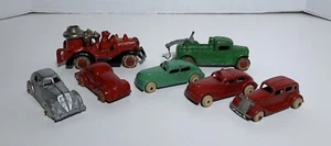 7 Vintage BARCLAY HUBLEY TOOTSIETOY SLUSH CAST IRON TOY CARS TRUCKS - Picture 1 of 22
