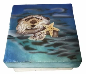 Square Otter And Starfish Capiz Shell Box 4" - Picture 1 of 5