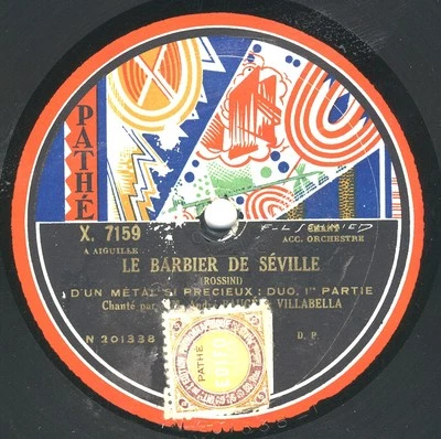 André Bauge / Miguel Villabella: Rossini Barbiere di Siviglia   Pathé Art 78 rpm - Image 1 of 2