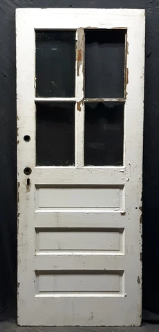 30x77.5" Antique Vintage SOLID Wood Wooden Exterior Entry Door Window Glass Lite Cover