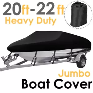 20-22ft Waterproof Boat Cover Trailerable Fishing V-Hull Runabout UV Resistant - Foto 1 di 13