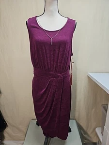 Jennifer Lopez Sleevless Dress Burgundy with Necklace Women's Size XL NWT - Picture 1 of 5
