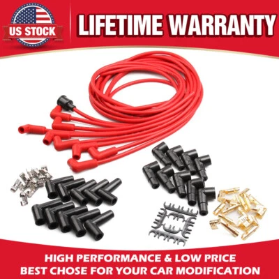 4041 Spark Plug Wire Set - 8mm - Red 90 Degree Boots For Chevy Corvette Pontiac - Image 1 of 4