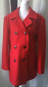 Cappotto Schott NYC Donna XL Doppiopetto Pea - Rosso - Foderato Made in Canada - Foto 1 di 16