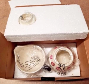 NEW BOMBAY LIVE LOVE & LAUGH CREAM & SUGAR BOWL PINK TULIPS - Picture 1 of 7