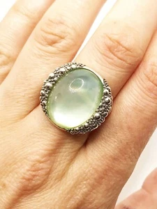 Michael Dawkins Sterling Starry Night Oval Doublet MOP & Mint Quartz Ring Size 9 - Picture 1 of 11