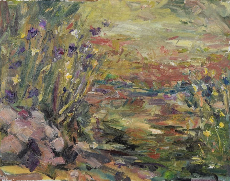 Искусство оригинал картина маслом RM Mortensen «Водный сад» пруд пейзаж - Изображение 1 из 1