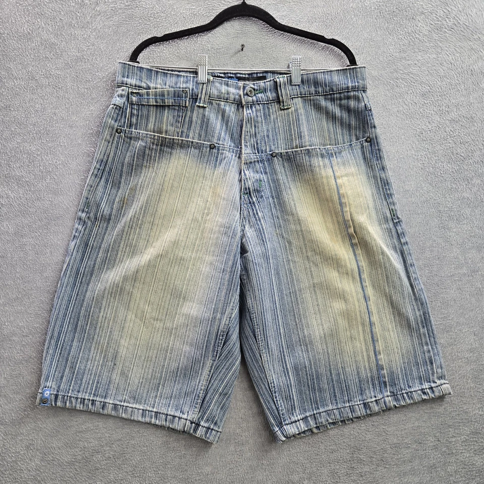 Pantalones Cortos Southpole Hombres 34 Azul Denim Rayas Sueltos Ropa de Calle Y2K LEER Foto 1 de 4