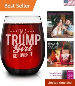 Copa de vino sin tallo de 15 oz - I'm A Trump Girl regalo grabado para entusiastas - Imagen 1 de 8