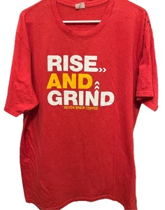 Camicia promozionale 7 Brew Coffee Rise And Grind. Wichita KS. Rosso, taglia XL. Usato in ottime condizioni - Foto 1 di 5