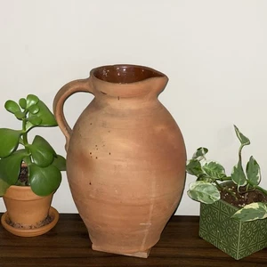 Vintage Pitcher Large Earthenware Terracotta Devon Pitcher Water Jug w/ Handle - Picture 1 of 12