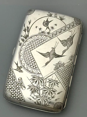 Estojo de prata estético inglês Howard James Birmingham 1889 - Imagem 1 de 4