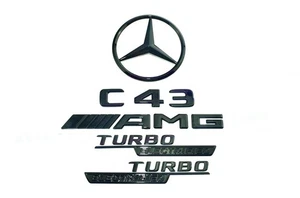 C43 AMG TURBO ELECTRIFIED Juego de insignia negra emblema estrella trasera Mercedes W206 berlina* - Imagen 1 de 2