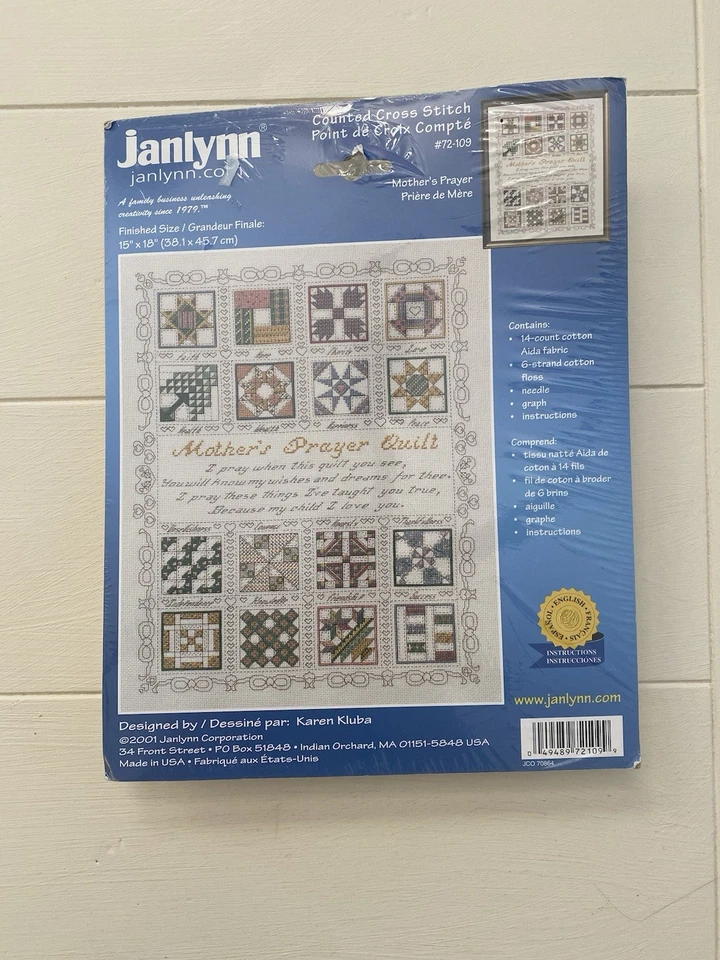 Mother's Prayer Quilt Cross Stitch Kit Janlynn 15x18