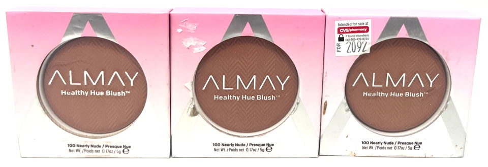 Almay 3-PACK Healthy Hue Blush Sealed 0.17 oz Each 100 - Nearly Nude *IMPERFECT* - Image 1 of 1