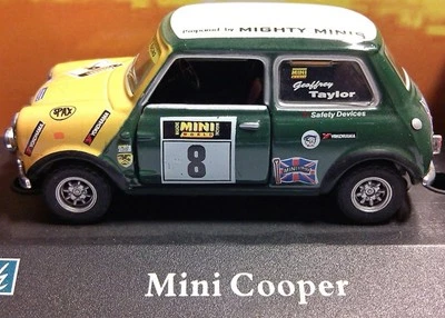 Cararama 1/43 Mini Cooper S #8 Racer. Green/Yellow. In box- Box -fair/good con. - Image 1 of 4