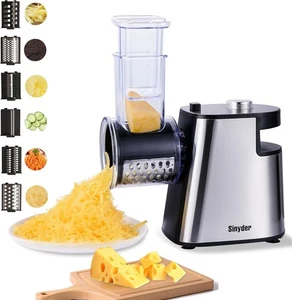 Sinyder 250W Electric Cheese Grater, Vegetable & French Fry Cutter with 6 Blades - Picture 1 of 9