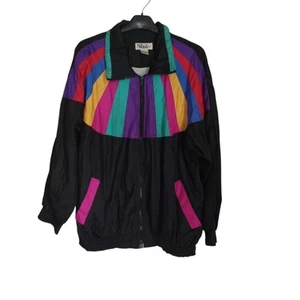 Slade Windbreaker Jacket Vintage Color Block Retro Nylon Rainbow Size L - Picture 1 of 3