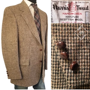 Blazer 40R Vintage Redwood Harris Tweed Para Hombres Beige Cebada Maíz Abrigo Deportivo Chaqueta - Imagen 1 de 17