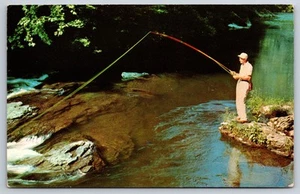 Postkarte - Gelassene Fluss Angelszene - Bild 1 von 2