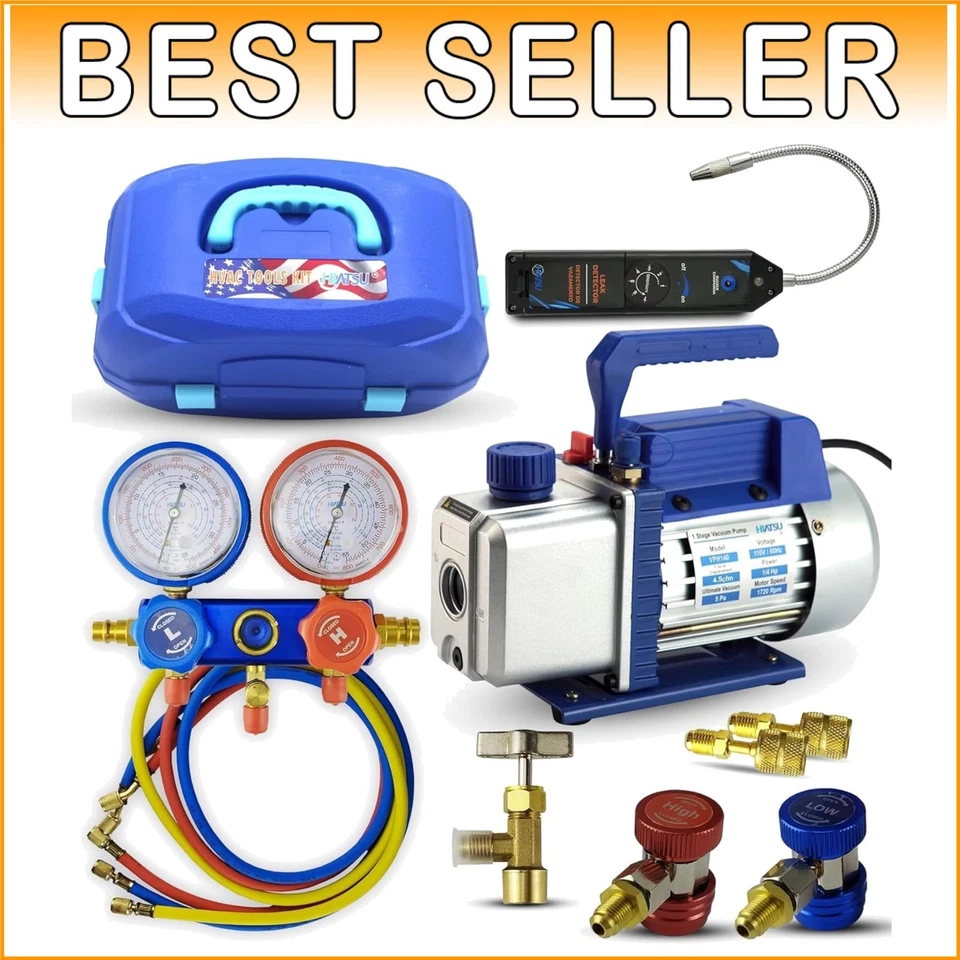 4.5cfm HVAC Tools Kit with Vacuum Pump and Comprehensive AC Testing Accessories - Image 1 of 4