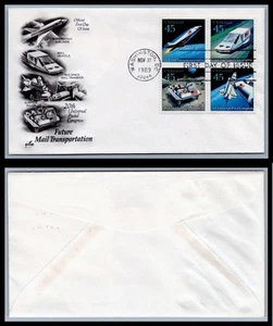 US FDC # C122-C125 45c Futuristic Mail ArtCraft gray S.Cancel 1989, 9Q1676 - Picture 1 of 1