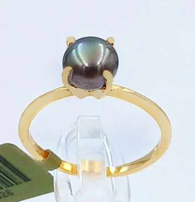GENUINE TAHITIAN PEARL RING 10K YELLOW GOLD - Free Appraisal Service - NWT - Image 1 of 4
