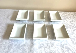 Set 6 Pier 1 Imports White Sushi Dipping Sauce Soy Wasabi Bowls Rectangle Dishes - Picture 1 of 6