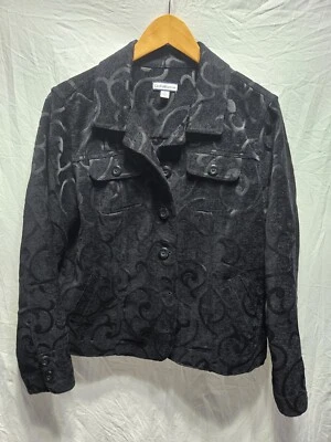 Croft & Barrow Brushed Corduroy Blazer Jacket Women's Large Black - Image 1 of 4