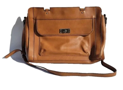 Bolsa de couro Merona bolsa de ombro falsa feminina bronzeada GG alças ajustáveis - Imagem 1 de 4