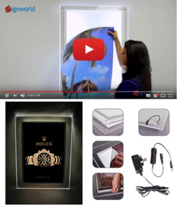 Kristall Lichtbox 20"" x 28"" Klar Acryl Hintergrundbeleuchtet Beleuchtet LED Poster Rahmen - Bild 1 von 4