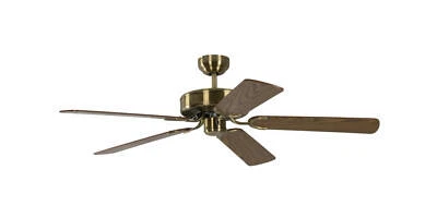 Ceiling Fan Without Light Flat Potkuri Brass Oak Rattan Living Room Fan - Image 1 of 2