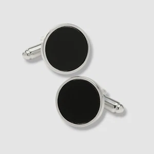 Cufflinks Inc. Men's Black Silver Onyx Rhodium Plated Cufflinks - Picture 1 of 3