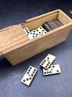 Miniature Domino Vintage Classic Wooden White Faced with Spinners Boxed + Extras