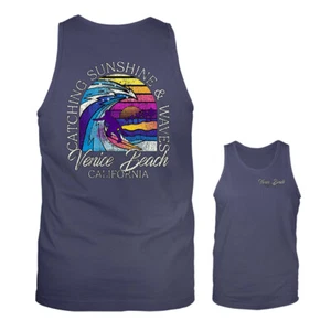 Catching sunshine & waves surfing Venice Beach California Los Angeles Tank Top - Picture 1 of 7