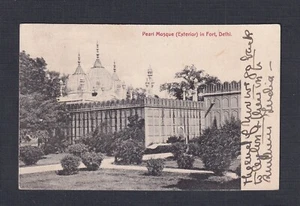 INDIA 1913 ’PEARL MOSQUE IN FORT’ POSTCARD DELHI TO VIENNA AUSTRIA - Picture 1 of 2