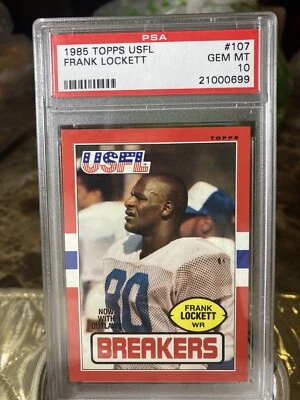 Frank Lockett 1985 Topps USFL #107 Rookie PSA 10 Extremely Rare Population 18 - Image 1 of 3