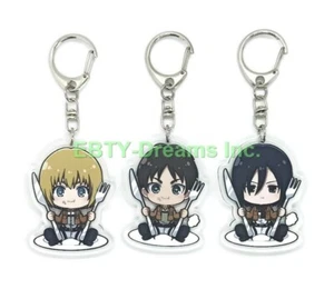 Set of 3 Attack Titan Anime Acrylic Keychain Mikasa Ackerman Eren Jaeger Armin - Picture 1 of 2