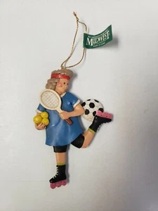 Vintage Midwest Of Cannon Falls All Sports Girl Christmas Ornament Tennis Soccer - Picture 1 of 8