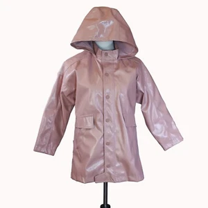 ZARA Girls Hooded Rubberized Pink Spring Raincoat Size 10 NWOT - Picture 1 of 15